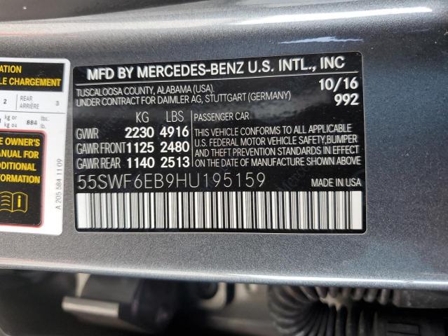 55SWF6EB9HU195159 - 2017 MERCEDES-BENZ C 43 4MATIC AMG GRAY photo 12