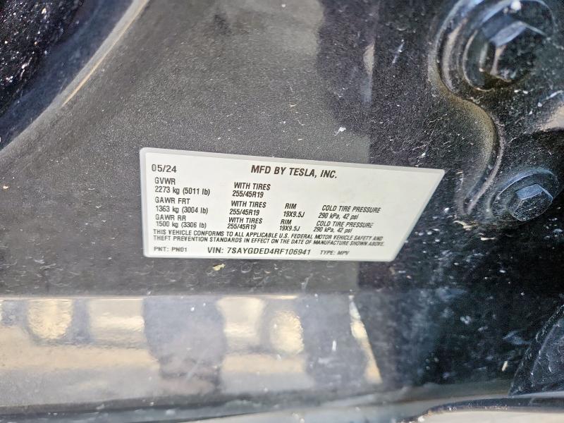 7SAYGDED4RF106941 - 2024 TESLA MODEL Y Grau Foto 13