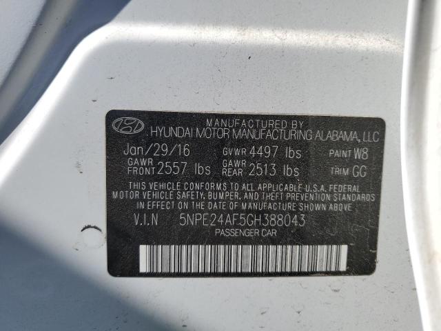 5NPE24AF5GH388043 - 2016 HYUNDAI SONATA SE WHITE photo 12