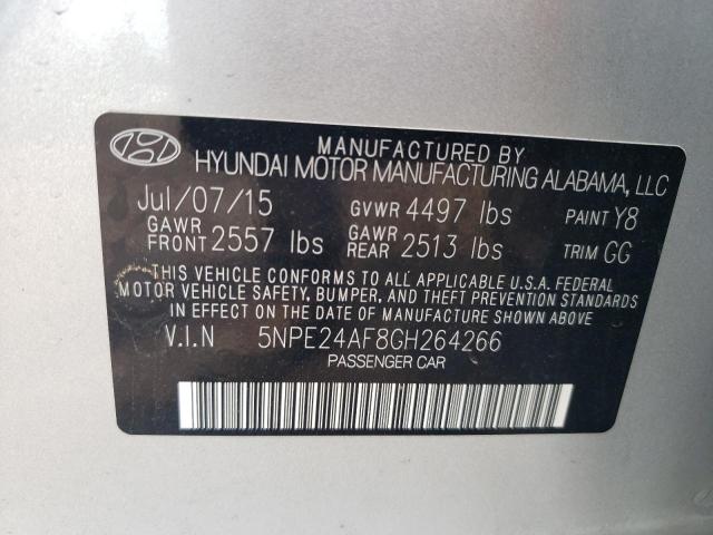 5NPE24AF8GH264266 - 2016 HYUNDAI SONATA SE SILVER photo 12
