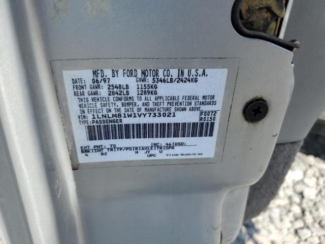 1LNLM81W1VY733021 - 1997 LINCOLN TOWN CAR EXECUTIVE Արծաթագույն լուսանկար 12