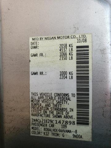 1N4CL21E29C147898 - 2009 NISSAN ALTIMA HYBRID SILVER photo 13