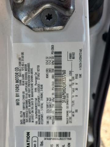 3FA6P0HD0JR227760 - 2018 FORD FUSION SE 白色 照片 12