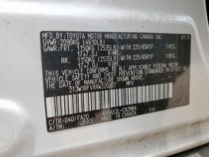 2T3W1RFVXRW320207 - 2024 TOYOTA RAV4 XLE WHITE photo 13