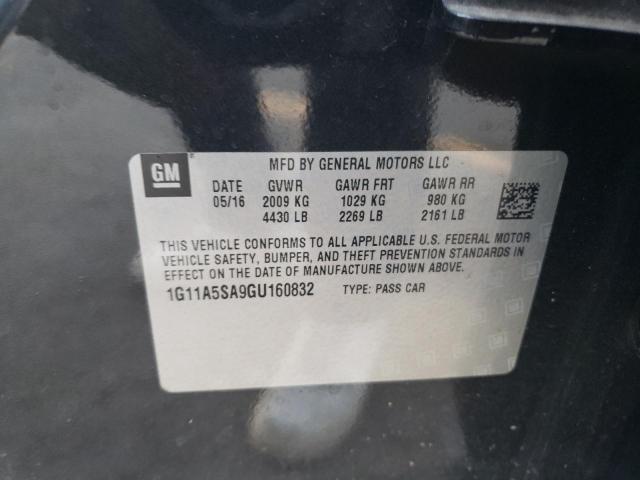 1G11A5SA9GU160832 - 2016 CHEVROLET MALIBU LIM LS შავი ფოტო 12