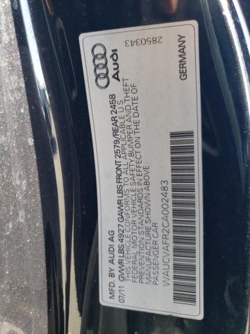 WAUCVAFR2CA002483 - 2012 AUDI S5 PREMIUM PLUS BLACK photo 12