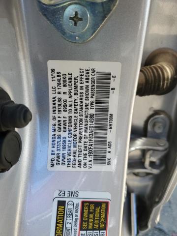 19XFA1F83AE014980 - 2010 HONDA CIVIC EX SILVER photo 12