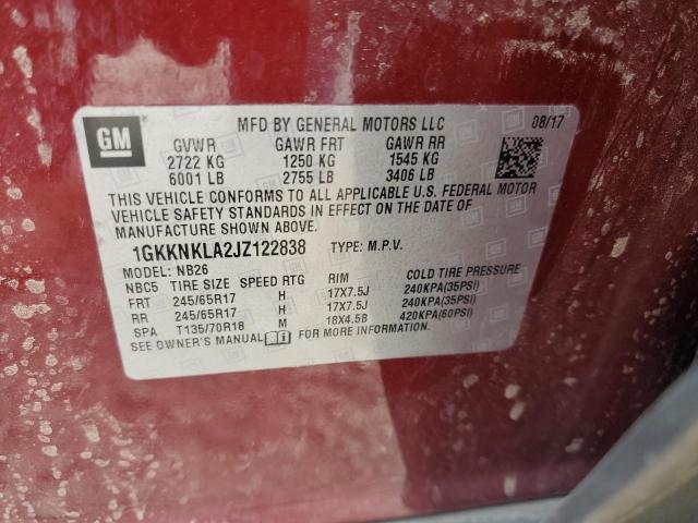 1GKKNKLA2JZ122838 - 2018 GMC ACADIA SLE Rot Foto 14