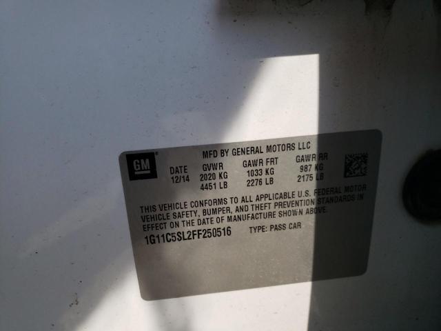 1G11C5SL2FF250516 - 2015 CHEVROLET MALIBU 1LT 白色 照片 13