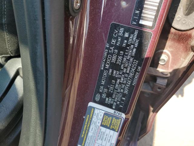 3KPFK4A77HE042532 - 2017 KIA FORTE LX BURGUNDY photo 12