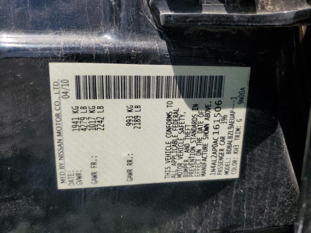 1N4AL2AP0AC161506 - 2010 NISSAN ALTIMA BASE შავი ფოტო 12