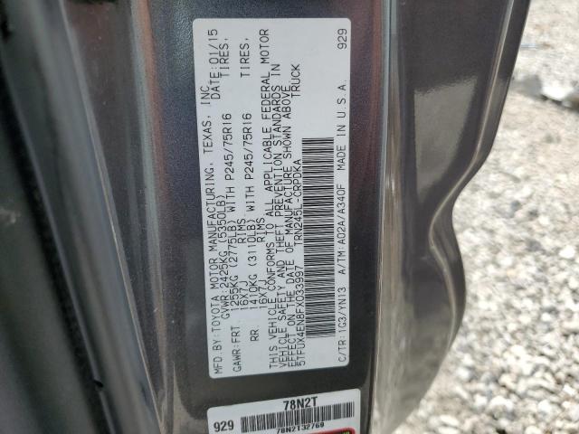 5TFUX4EN8FX033997 - 2015 TOYOTA TACOMA ACCESS CAB Графитовый фото 12