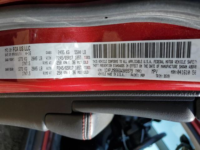 1C4PJMBS6GW309979 - 2016 JEEP CHEROKEE TRAILHAWK ბურგუნდია ფოტო 13