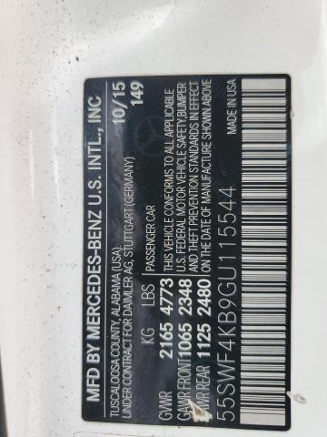 55SWF4KB9GU115544 - 2016 MERCEDES-BENZ C 300 4MATIC WHITE photo 12