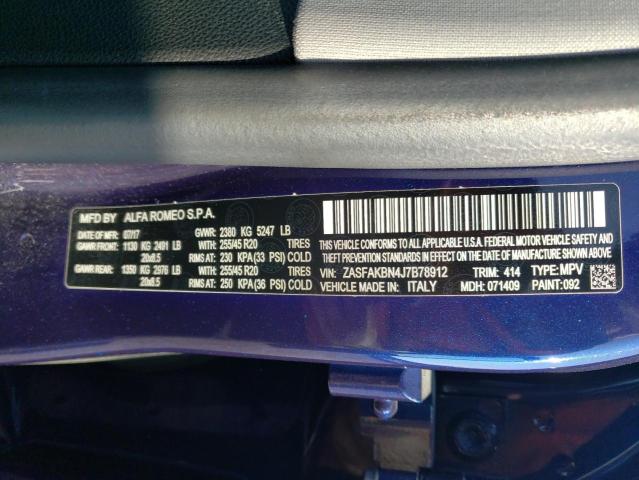 ZASFAKBN4J7B78912 - 2018 ALFA ROMEO STELVIO TI BLUE photo 14