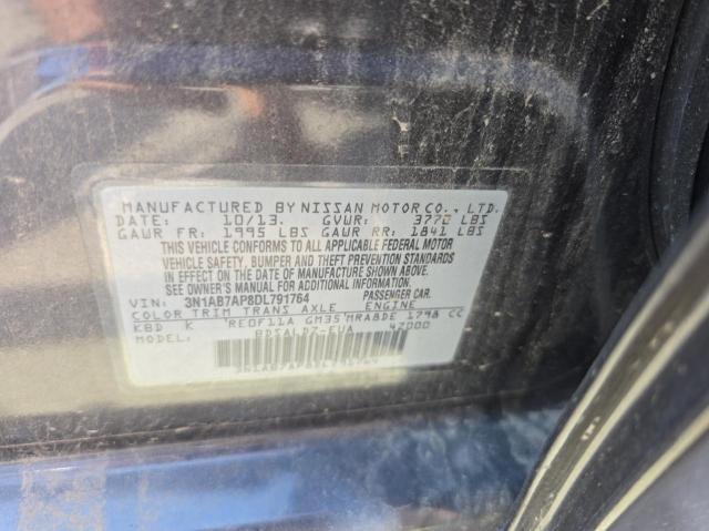 3N1AB7AP8DL791764 - 2013 NISSAN SENTRA S CHARCOAL photo 10