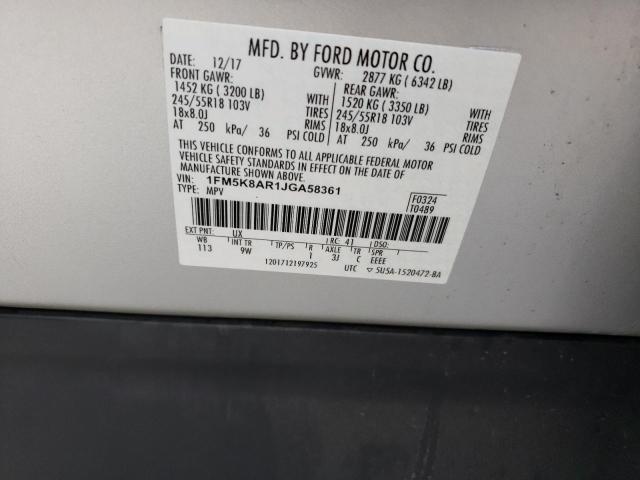 1FM5K8AR1JGA58361 - 2018 FORD EXPLORER POLICE INTERCEPTOR SILVER photo 12