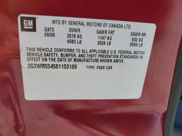 2G2WR554561153189 - 2006 PONTIAC GRAND PRIX GT 红色 照片 12