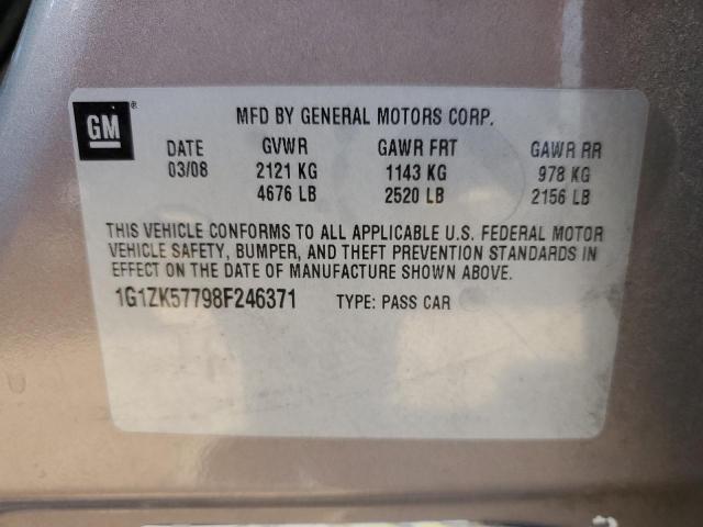 1G1ZK57798F246371 - 2008 CHEVROLET MALIBU LTZ ყავისფერი ფოტო 12