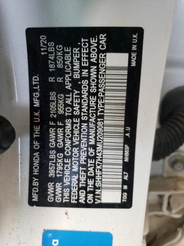 SHHFK7H43MU209081 - 2021 HONDA CIVIC SPORT 白色 照片 12