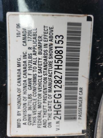 2HGFG12827H508153 - 2007 HONDA CIVIC EX BLACK photo 13