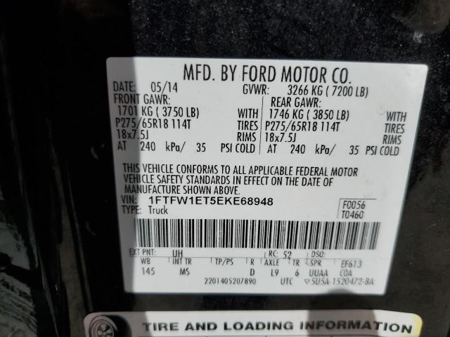 1FTFW1ET5EKE68948 - 2014 FORD F150 SUPERCREW BLACK photo 12