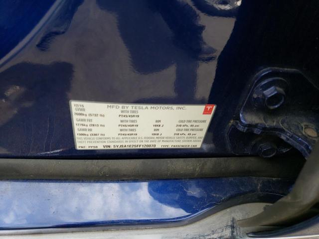 5YJSA1E25FF120070 - 2015 TESLA MODEL S Mavi foto 12