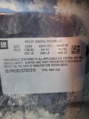 1G1PK5SC1C7357219 - 2012 CHEVROLET CRUZE ECO 黑色 照片 12