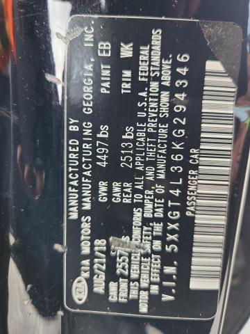 5XXGT4L36KG294346 - 2019 KIA OPTIMA LX BLACK photo 12