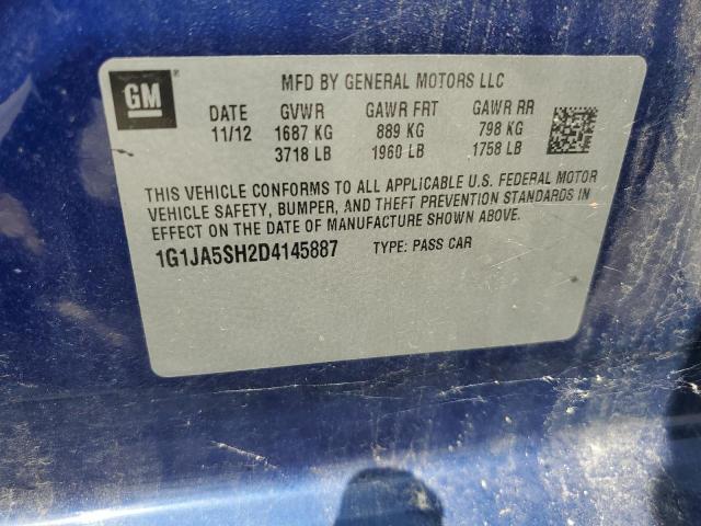 1G1JA5SH2D4145887 - 2013 CHEVROLET SONIC LS BLUE photo 12