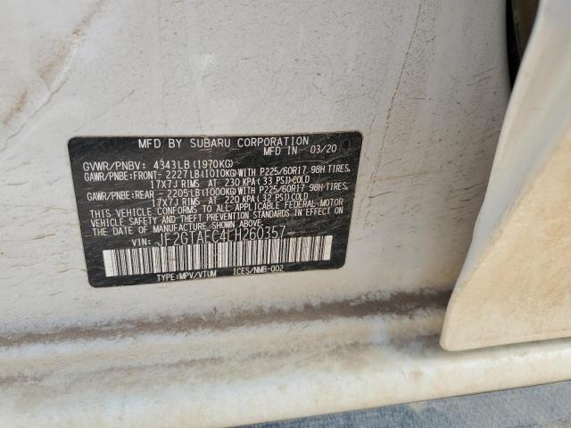 JF2GTAEC4LH260357 - 2020 SUBARU CROSSTREK PREMIUM WHITE photo 12