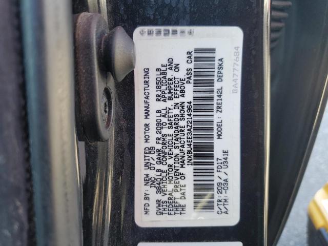 1NXBU4EE3AZ214964 - 2010 TOYOTA COROLLA BASE Negro foto 13