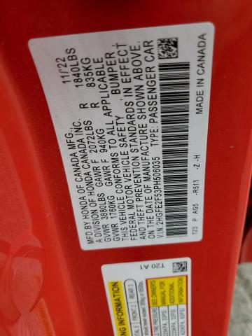 2HGFE2F53PH506035 - 2023 HONDA CIVIC SPORT RED photo 12
