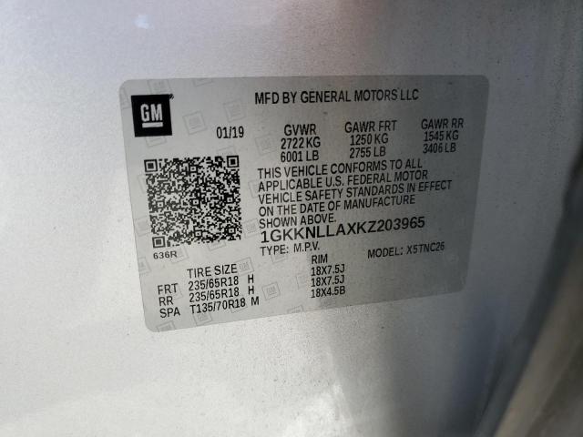 1GKKNLLAXKZ203965 - 2019 GMC ACADIA SLE SILVER photo 13