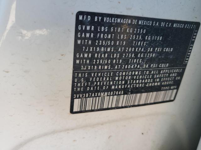 3VV3B7AX6MM087645 - 2021 VOLKSWAGEN TIGUAN SE თეთრი ფოტო 13