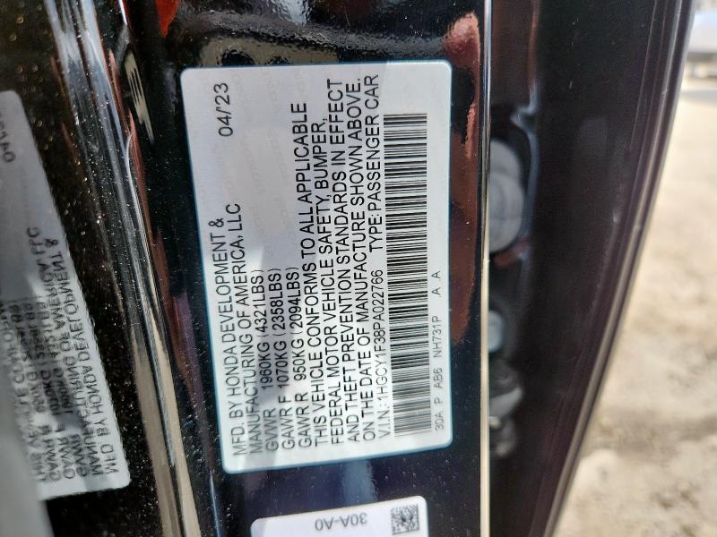 1HGCY1F38PA022766 - 2023 HONDA ACCORD EX BLACK photo 12
