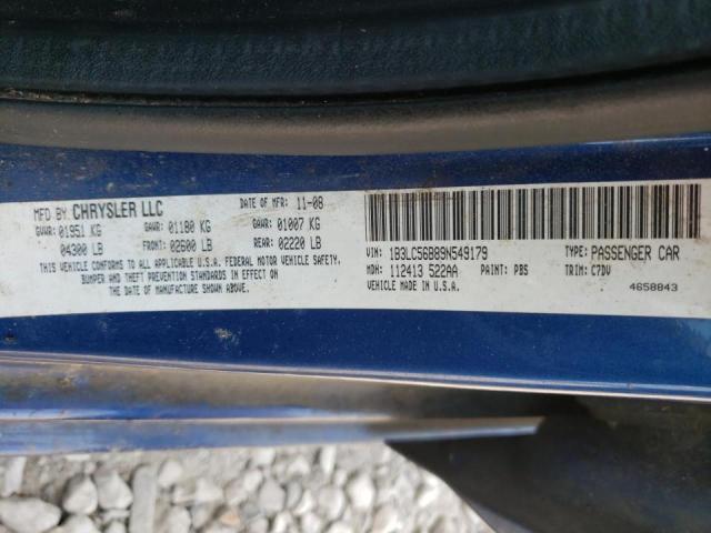 1B3LC56B89N549179 - 2009 DODGE AVENGER SXT BLUE photo 10