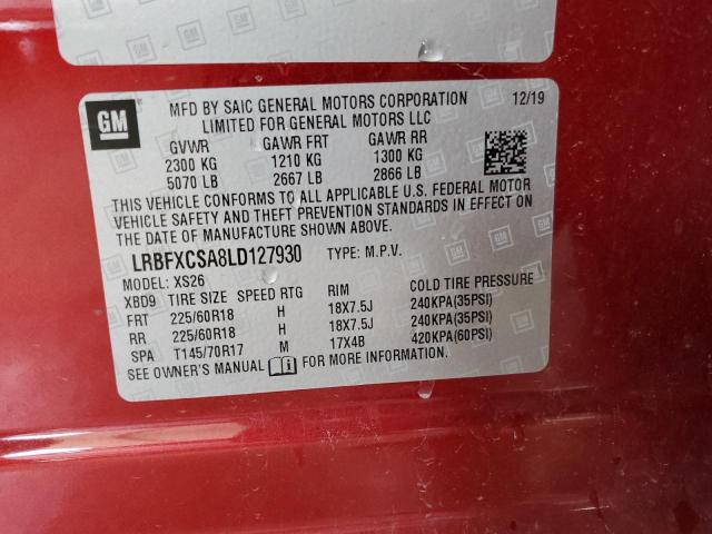 LRBFXCSA8LD127930 - 2020 BUICK ENVISION ESSENCE Qırmızı foto 13