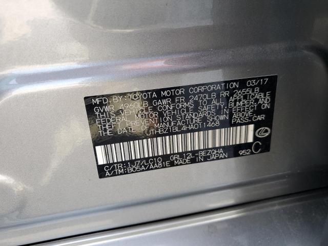 JTHBZ1BL4HA011468 - 2017 LEXUS GS 350 BASE SILVER photo 12