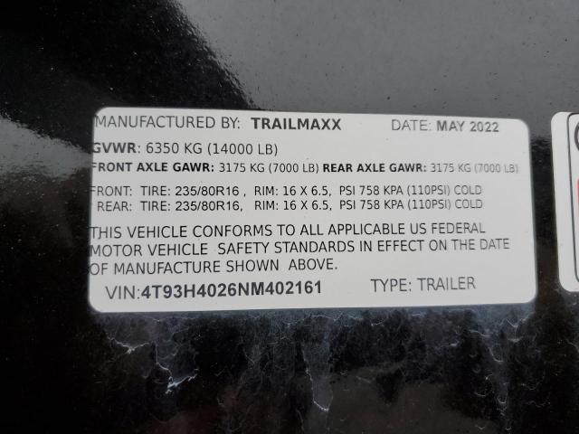 4T93H4026NM402161 - 2022 GOOS TRAILER BLACK photo 10