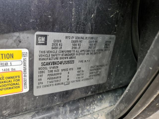 5GAKVBKD4FJ326023 - 2015 BUICK ENCLAVE 黑色 照片 12