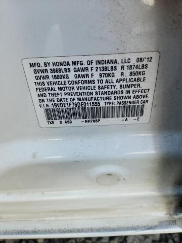 19VDE1F76DE011555 - 2013 ACURA ILX 20 TECH WHITE photo 12