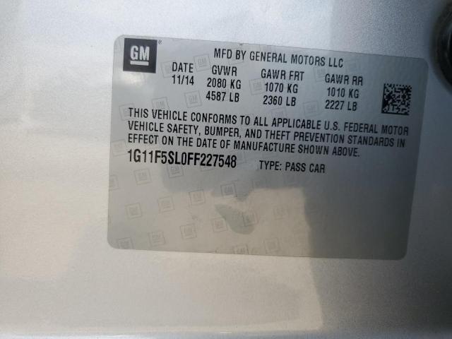 1G11F5SL0FF227548 - 2015 CHEVROLET MALIBU LTZ SILVER photo 12