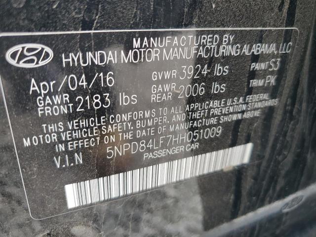 5NPD84LF7HH051009 - 2017 HYUNDAI ELANTRA SE BLACK photo 12