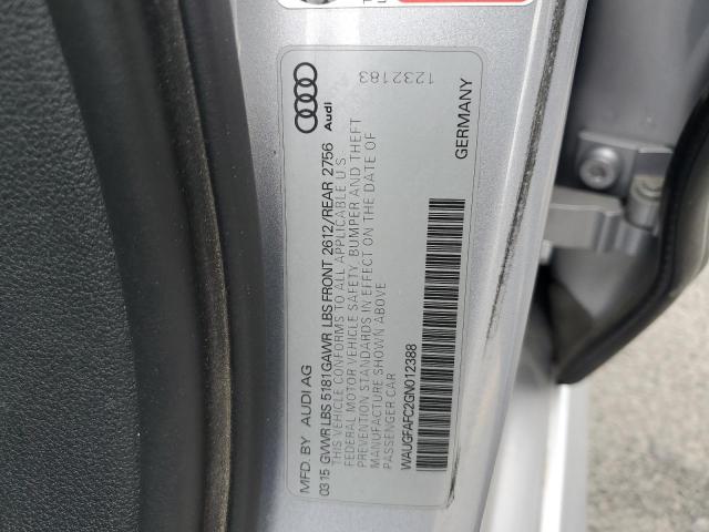 WAUGFAFC2GN012388 - 2016 AUDI A6 PREMIUM PLUS SILVER photo 12