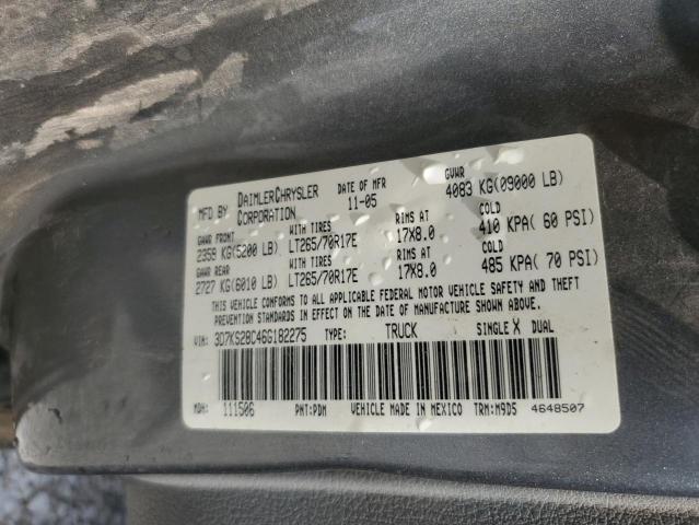 3D7KS28C46G182275 - 2006 DODGE RAM 2500 ST CHARCOAL photo 12