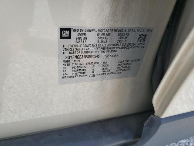 3GYFNCE31FS560346 - 2015 CADILLAC SRX PERFORMANCE COLLECTION Бежевый фото 13