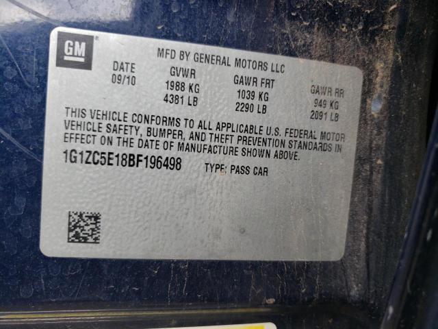 1G1ZC5E18BF196498 - 2011 CHEVROLET MALIBU 1LT 蓝色 照片 12