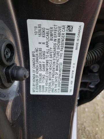 2HGFC2F84LH507723 - 2020 HONDA CIVIC SPORT 石墨色 照片 12