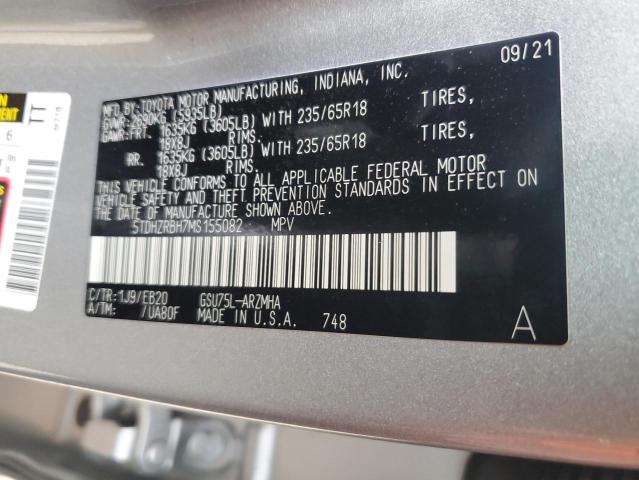 5TDHZRBH7MS155082 - 2021 TOYOTA HIGHLANDER XLE SILVER photo 14